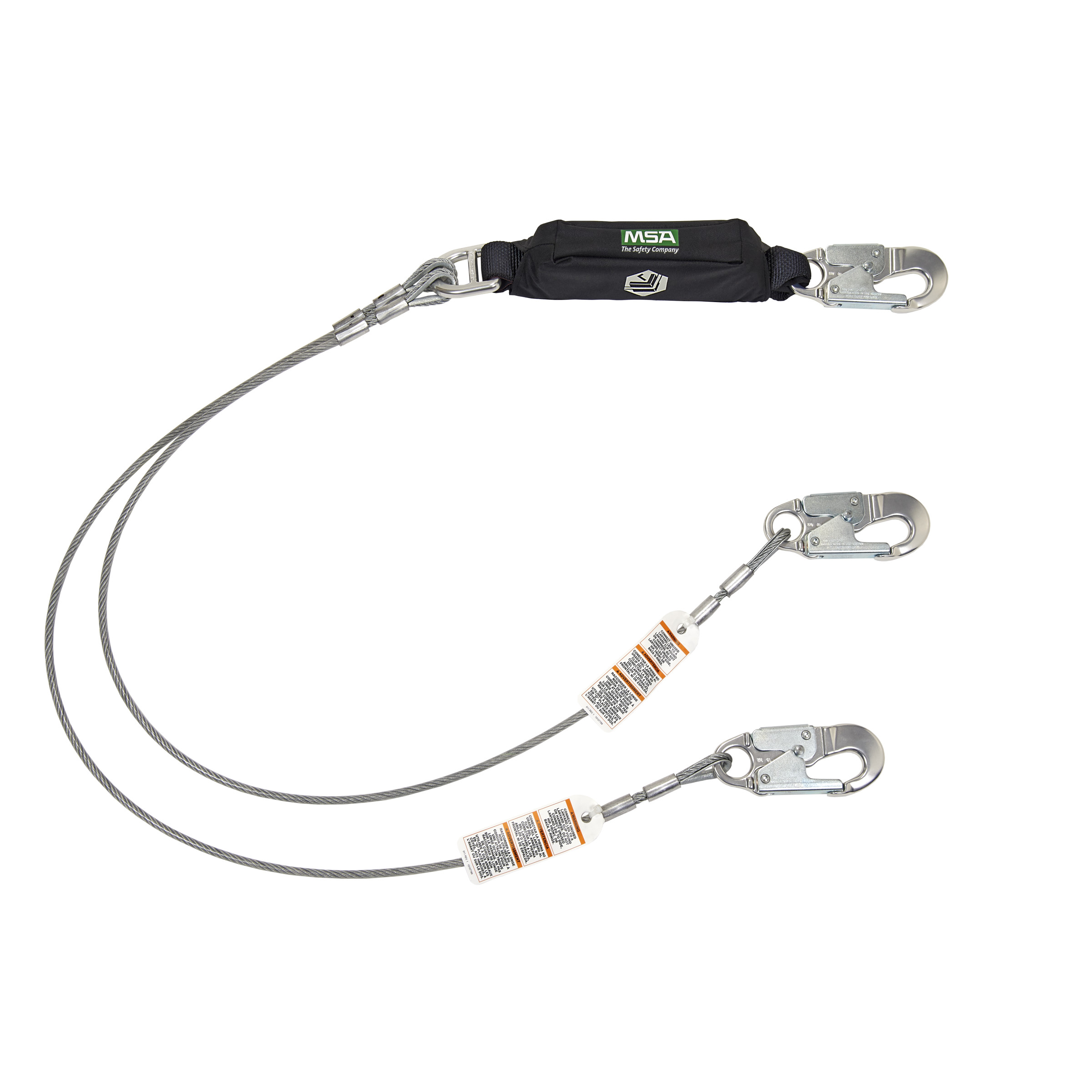 MSA Leading Edge Lanyard, Twin leg, Small Aluminum Snaphook